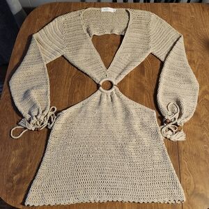 Mable Crochet Boho Pool Cover Up Mini Dress S M
